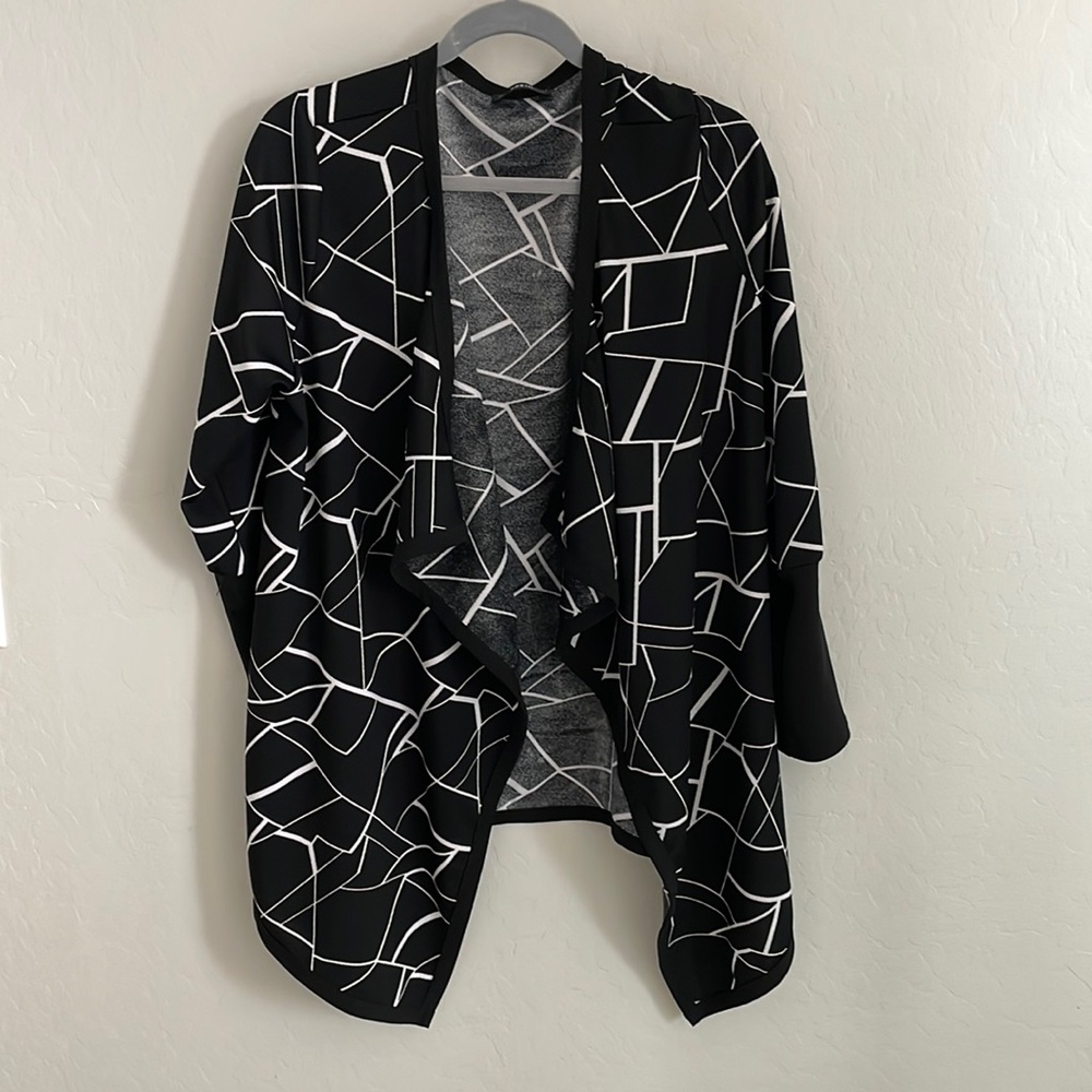 Geo Print Waterfall Wrap Jacket